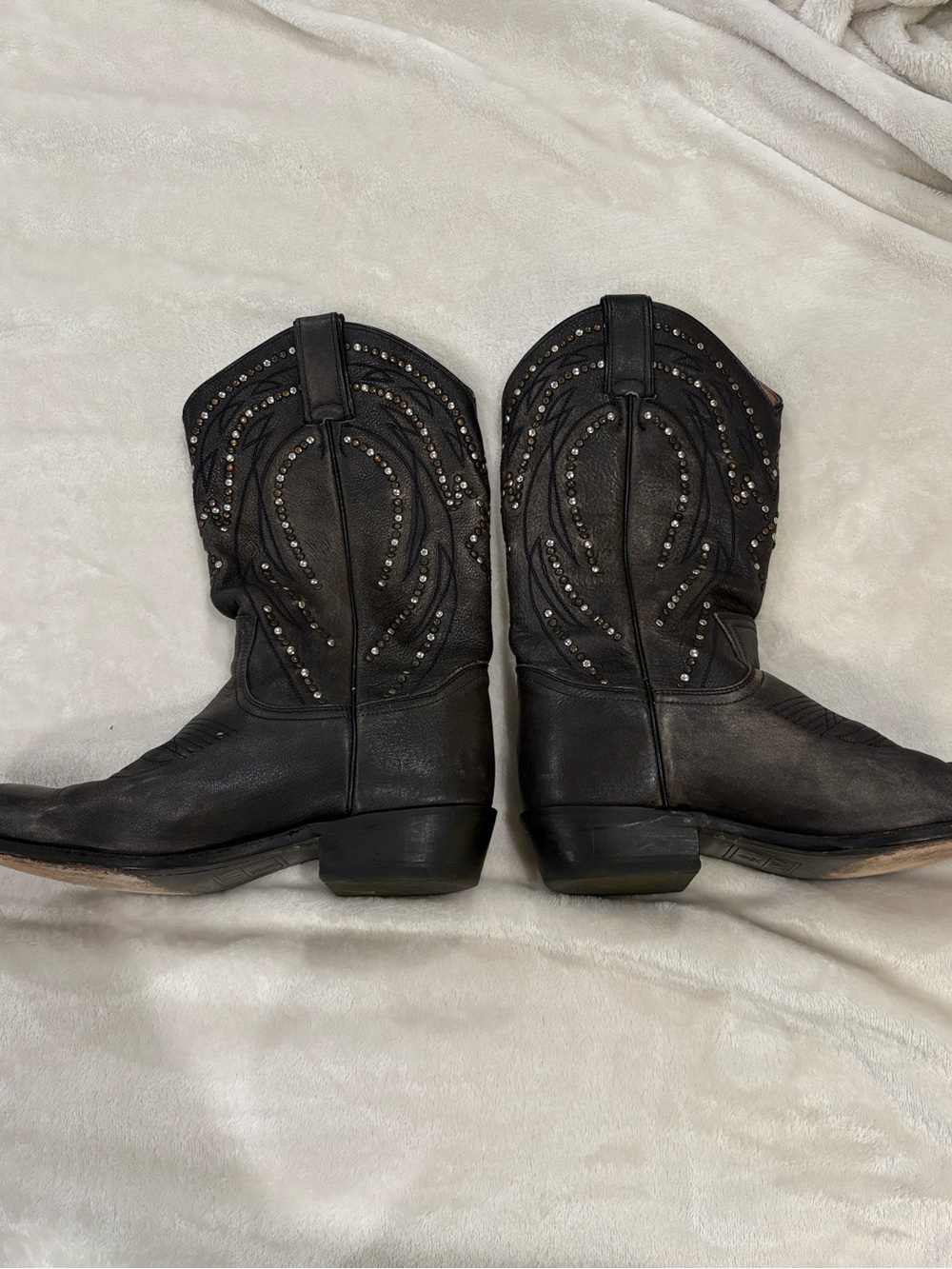 Frye Black Studded Embellished Leather Western Cowboy Boots size 9